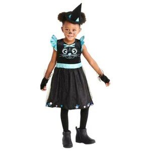 2-3T Cat Witch Costume Glitter Tutu Dress & Hat